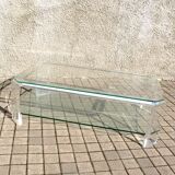 Modernist coffee table in glass and plexiglass altuglas design David Lange 1980