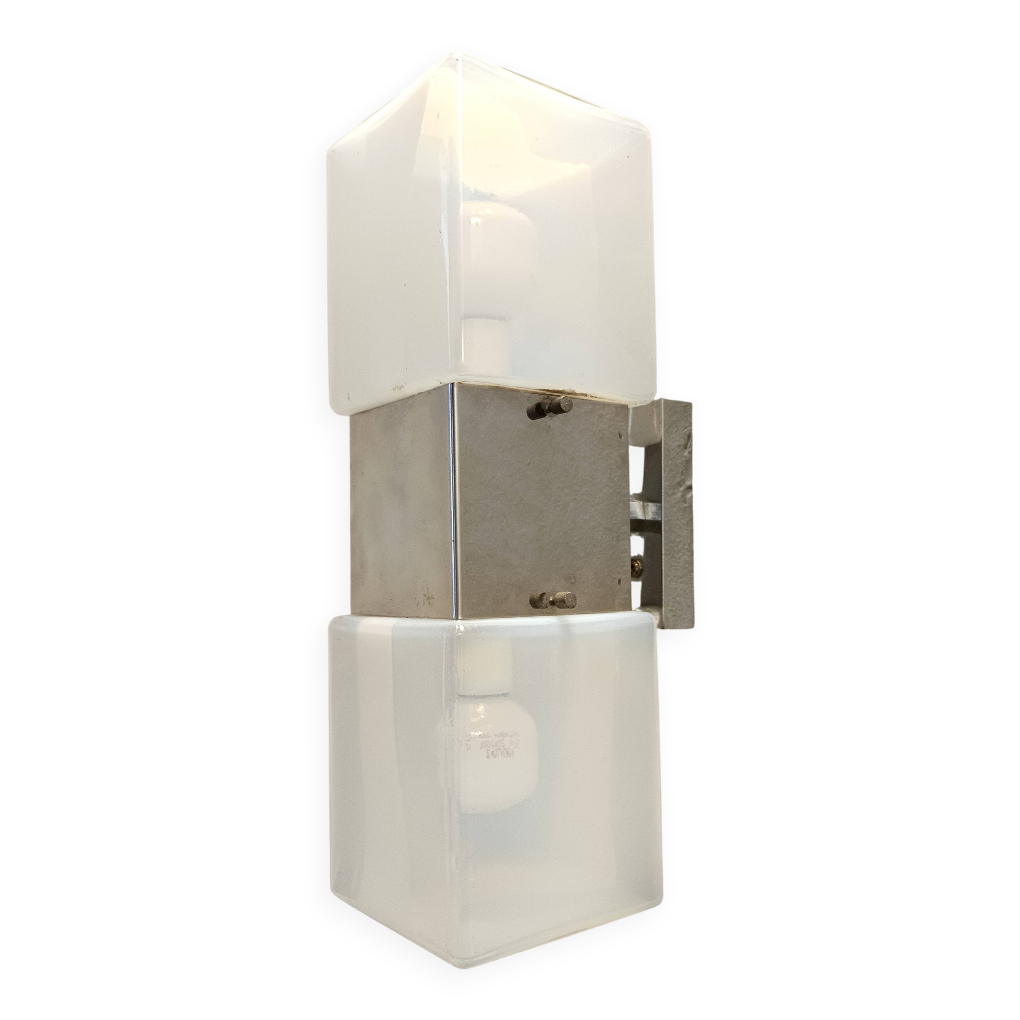 Two-Light Murano Glass and Chrome-plated Metal Sconce by Carlo Nason for Ma