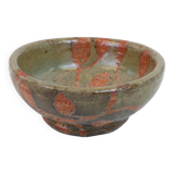 Small bowl in water green glazed ceramic with coral pink pattern