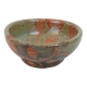 Small bowl in water green glazed ceramic with coral pink pattern