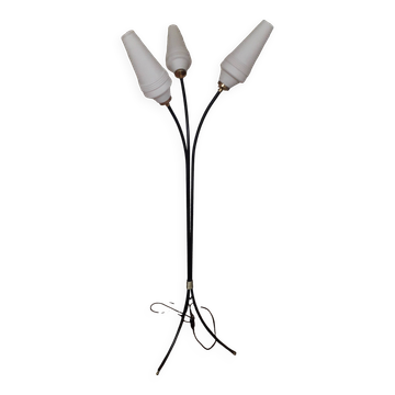 Lampadaire tripode métallique des années 50