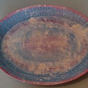 Vintage oval dish earthenware Industria Argentina Haretord signed