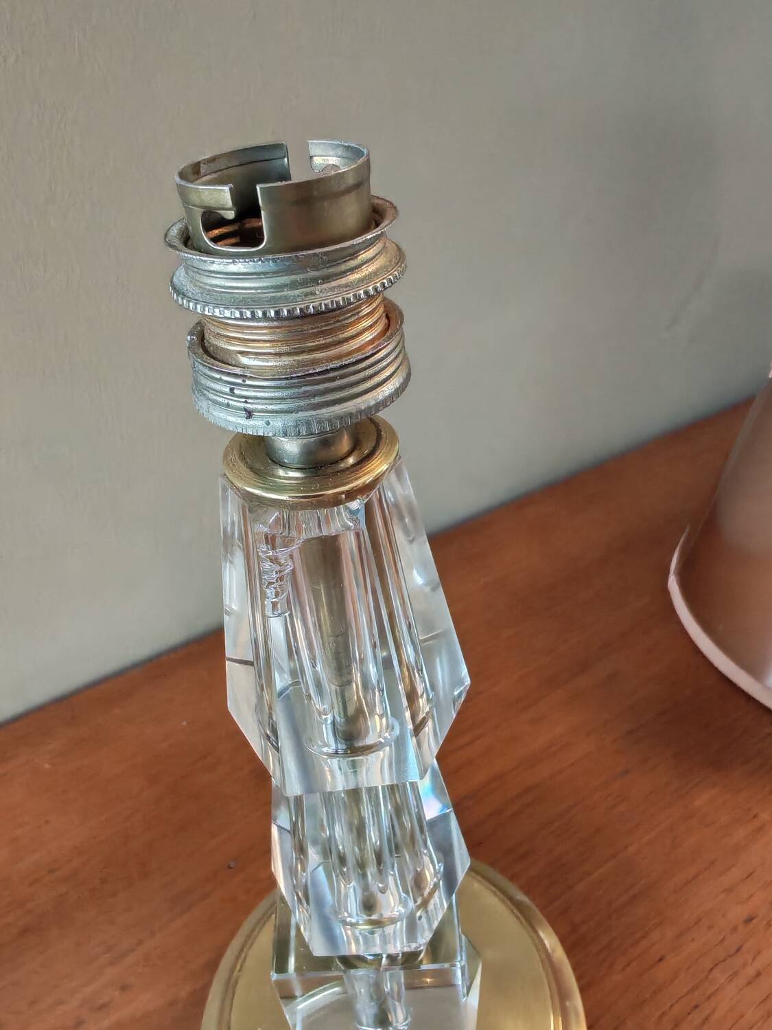 Adnet Art Deco style lamp, glass and brass
