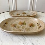 pair of sandstone / ceramic raviers Niderviller Doria Ste Radegonde hand painted 70s