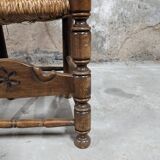 Set of 4 wooden and straw chairs