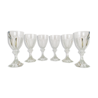 Set of 6 glasses in Crystal, Chambord, St. Louis service,