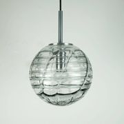 No. 1 of 2 - elegant doria pendant lamp clear and smoke grey glass 60s 70s