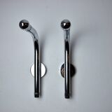 Pair of space-age tubular wall lights, chrome-plated metal, Italy, 1970