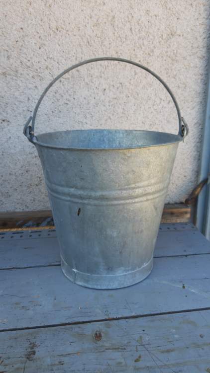 Vintage zinc galvanized steel bucket