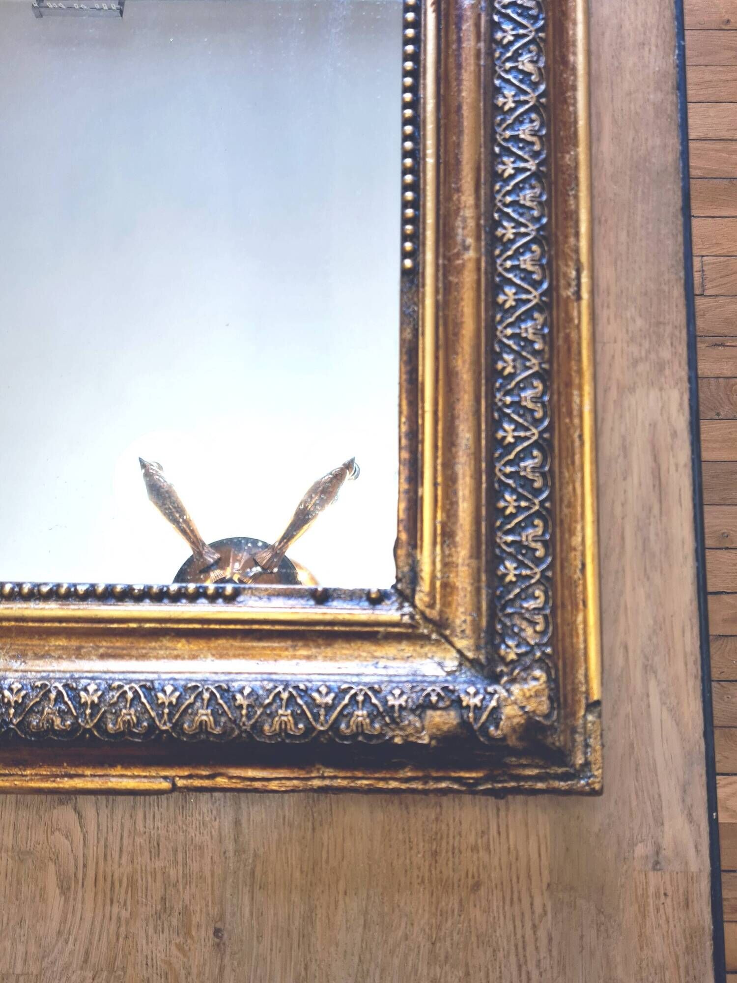 Antique large Louis Philippe mirror, decorated with gilt leaf - "Claude"