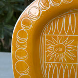 Rare plat du céramiste Jacques Pouchain année 50 céramique jaune Poet