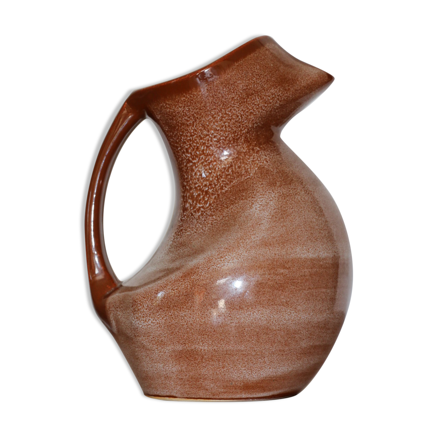 Brown painted earthenware pitcher