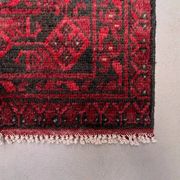 Vintage Afghan Turkoman village rug 195x280 cm, red, black tribal large
