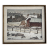 Vintage Oil Painting Winter Landscape S. Grandin Mid 20th century
