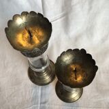 Brass and glass candle holders