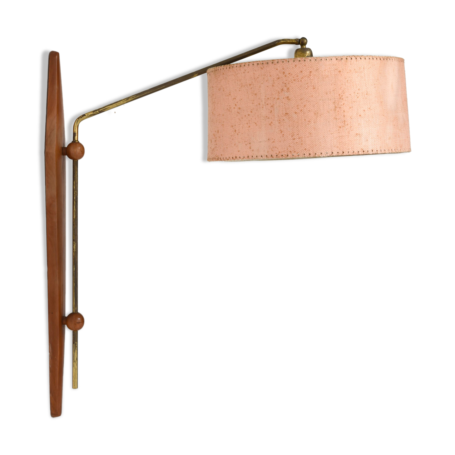 Mid-Century Danish Adjustable Teak and Brass Wall Lamp, 1958