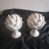 Pair of porcelain artichokes. Mid-twentieth century.