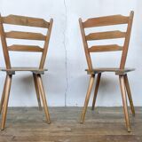 Pair of Scandinavian chairs or vintage wooden bistro