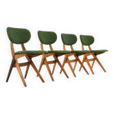 Ensemble de 4 chaises AwA Scissor - teck mid-century moderne - nouvelle tapisserie