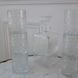 Set carafe and 6 whisky glasses years 60-70