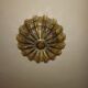 70s round ceiling light in pressed molded glass