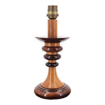 Lampe en bois totem, années 70