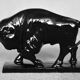 Large porcelain bison figurine, Vintage Mid-Century Nordic Modern Black