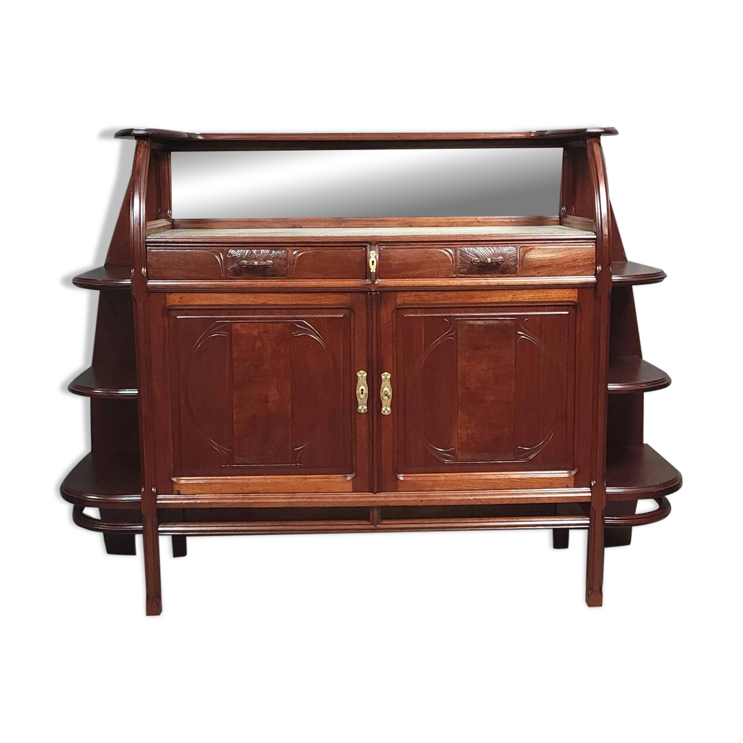 D'après Louis Majorelle : Rare et grand meuble époque Art Nouveau en acajou