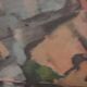 Original large mid-century Swedish oil on canvas – “Composition” by Sixten Lundbohm – vintage & framed – 77 × 70 cm (30.3" × 27.6")