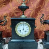 old Napoleon III marble fireplace surround with cups and pendulum