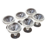 6 Standing ice cream cups Transparent gadrooned glass