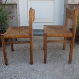 Pair of chairs wood and straw