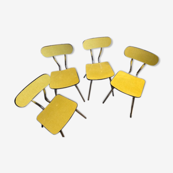Suite de 4 chaises formica jaune
