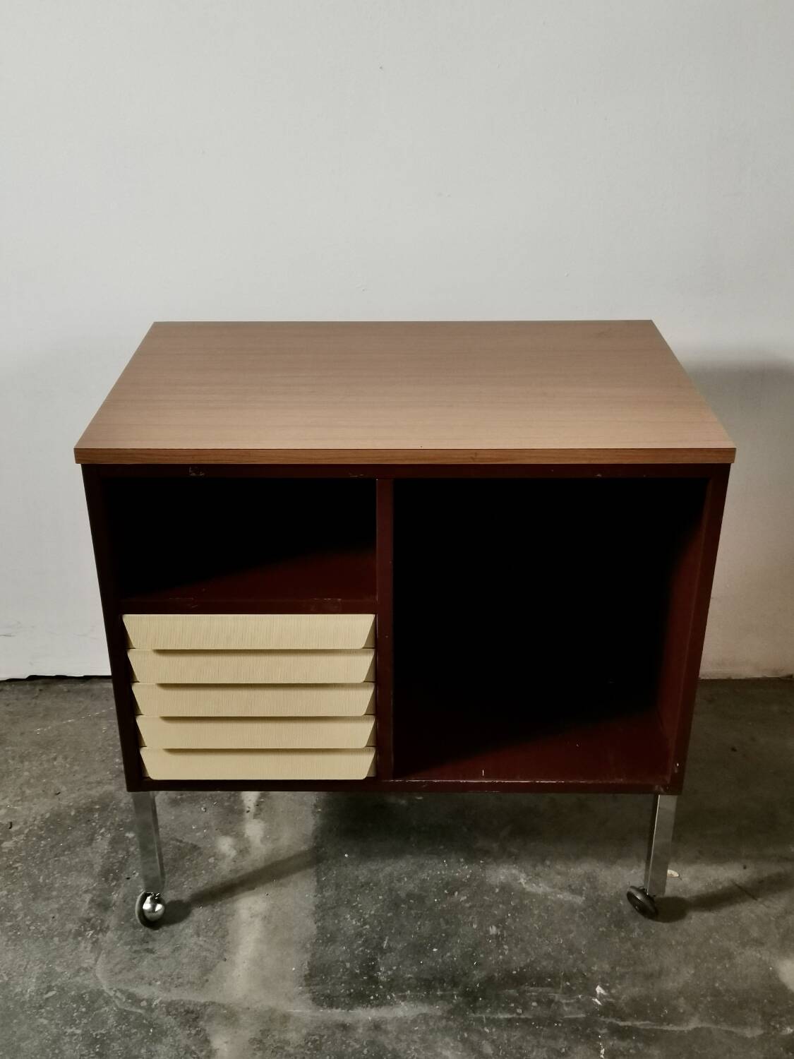 Vintage Italian Cabinet on Wheels, 1970s