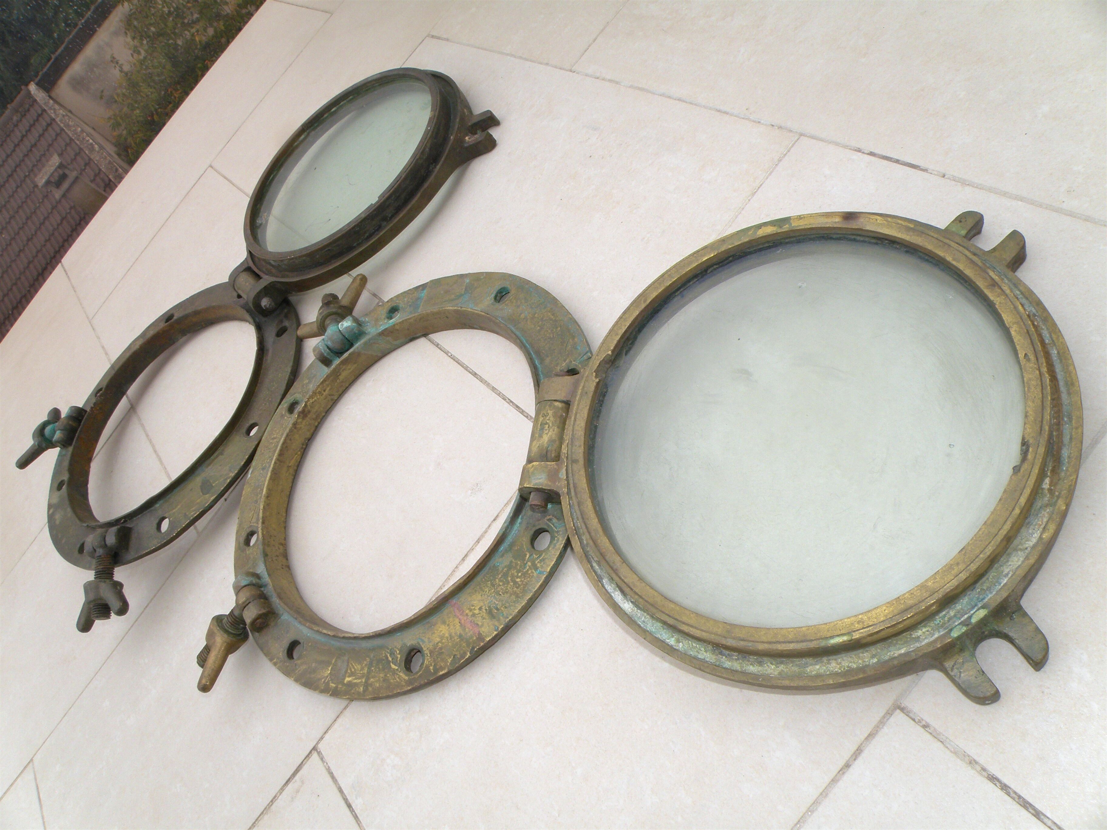 Two large windows complete old ship