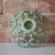 Green woven ceramic bowl, centrepiece, fruit bowl, vintage.