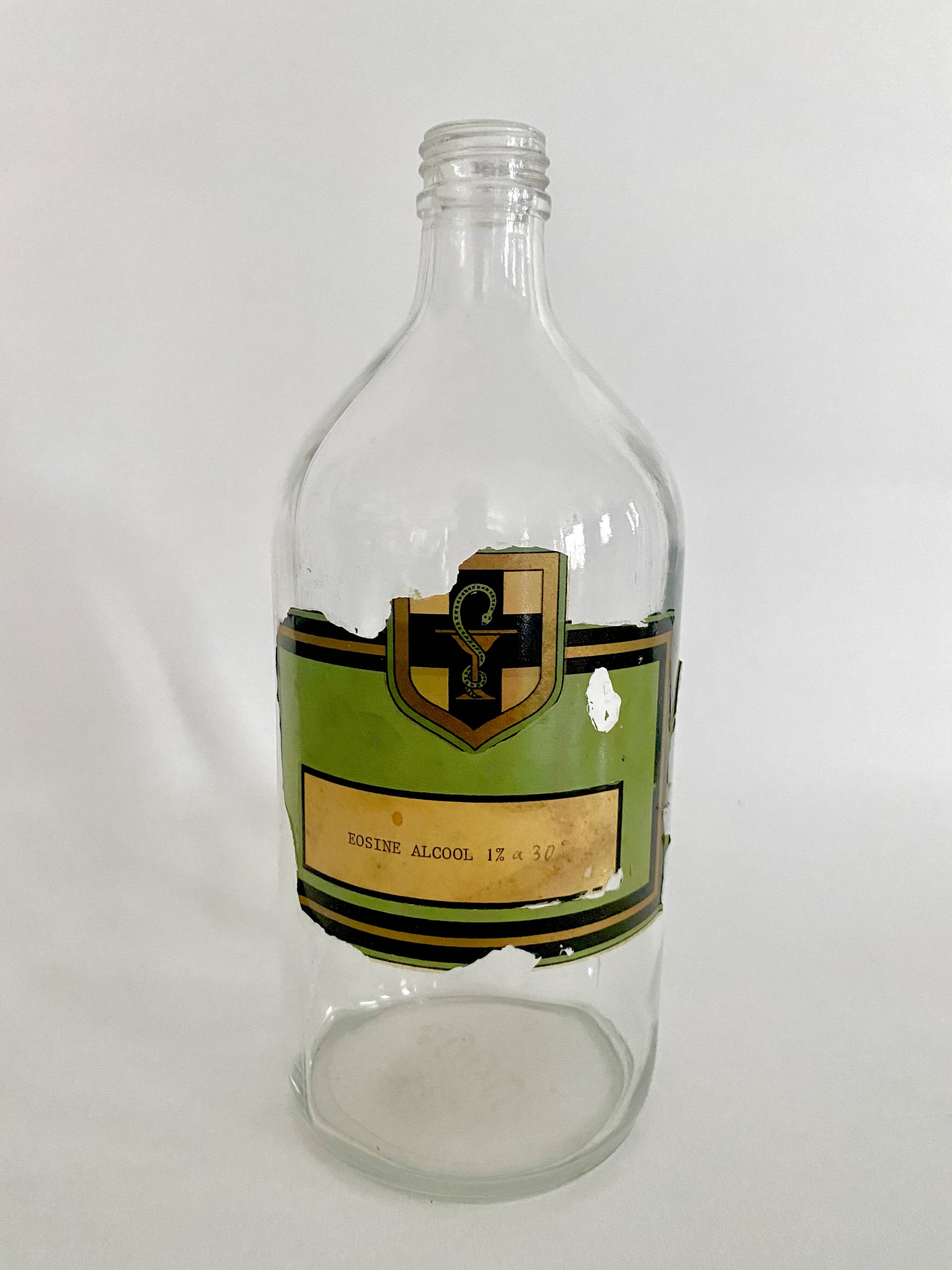 Pharmacy bottles 1900, glass and label
