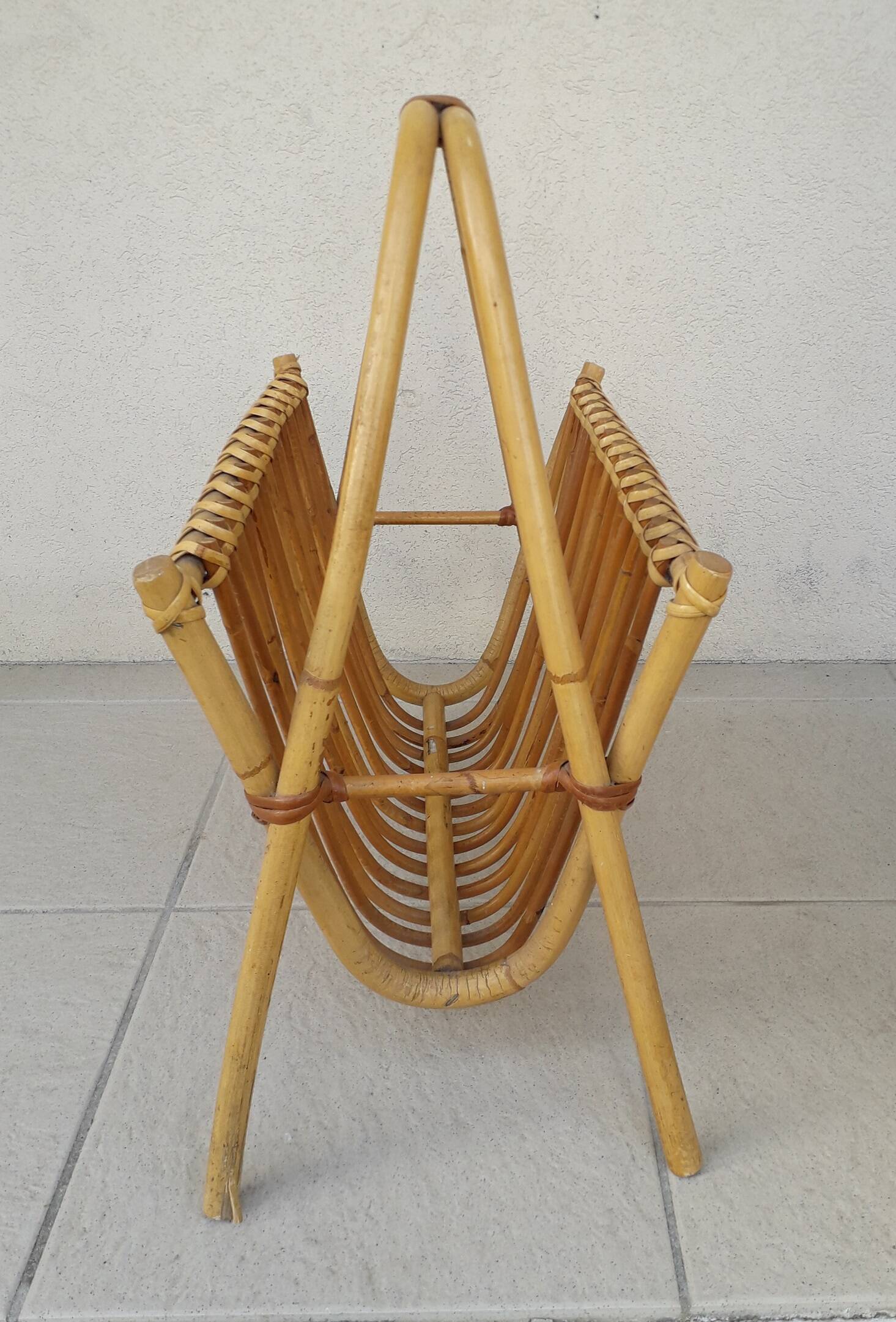 Rattan magazine rack