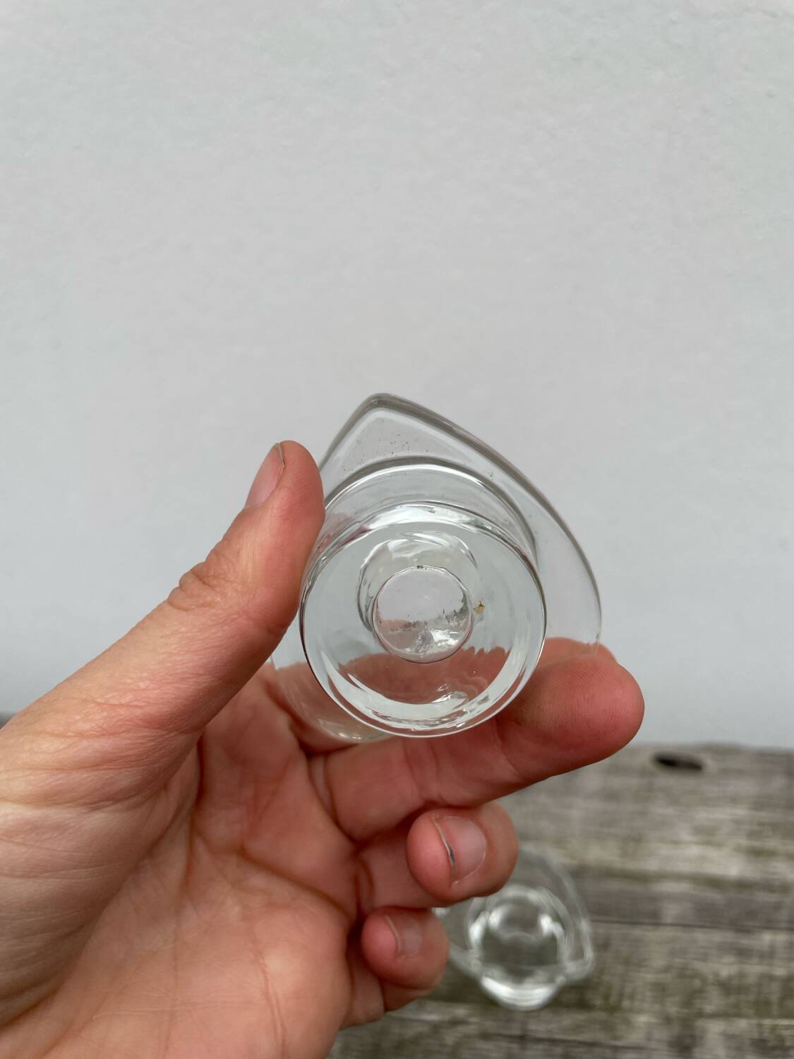 Pair of vintage glass heart candle holders