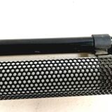 Black lacquered perforated metal table lamp with neon lighting - vintage from the 80s / 90s