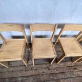 Series of 7 vintage Scandinavian bohemian wooden children's chairs