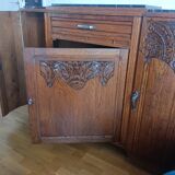 Art Deco buffet in marble and carved wood