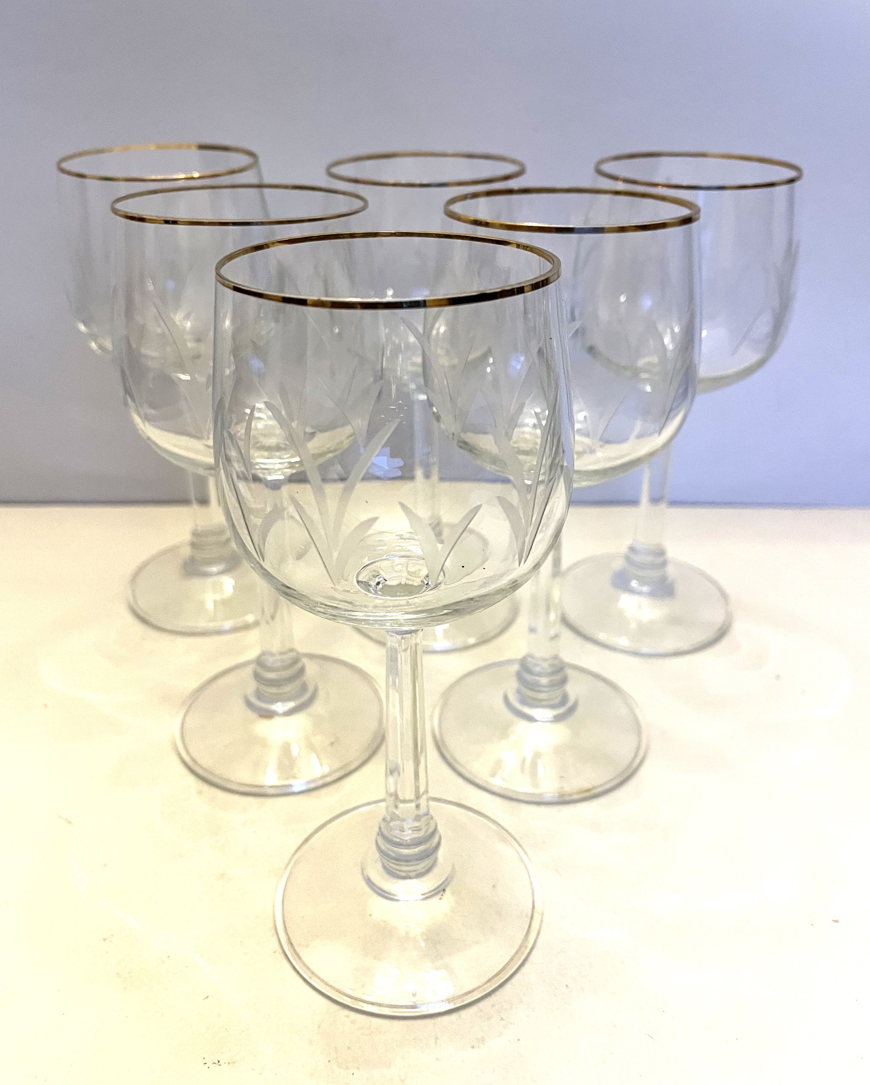 5 Cut crystal wine glasses