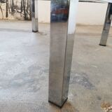 Table basse chrome et verre, design années 70