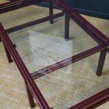 Table basse en verre avec table imbriquée de Pierre Vandel