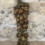 Large wall sculpture in carved gilded wood – fruits and foliage –