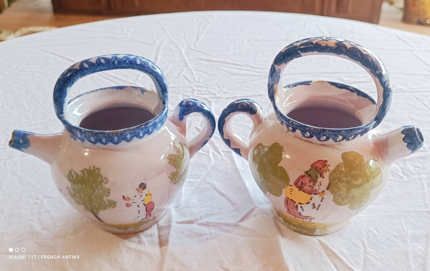2 small ceramic water jugs from the Charentes region.