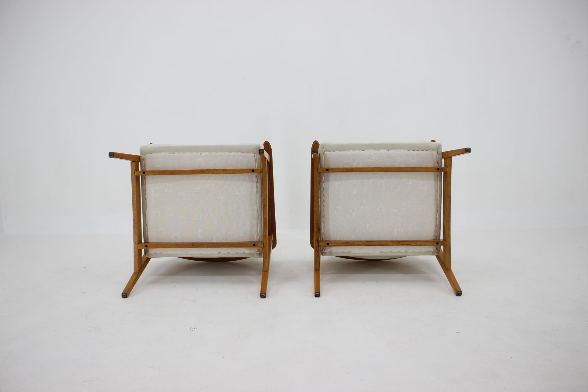 1960s Pair of Oak Armchairs, Czechoslovakia