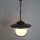 Old entrance hall suspension - opaline and black lacquered metal - 1960
