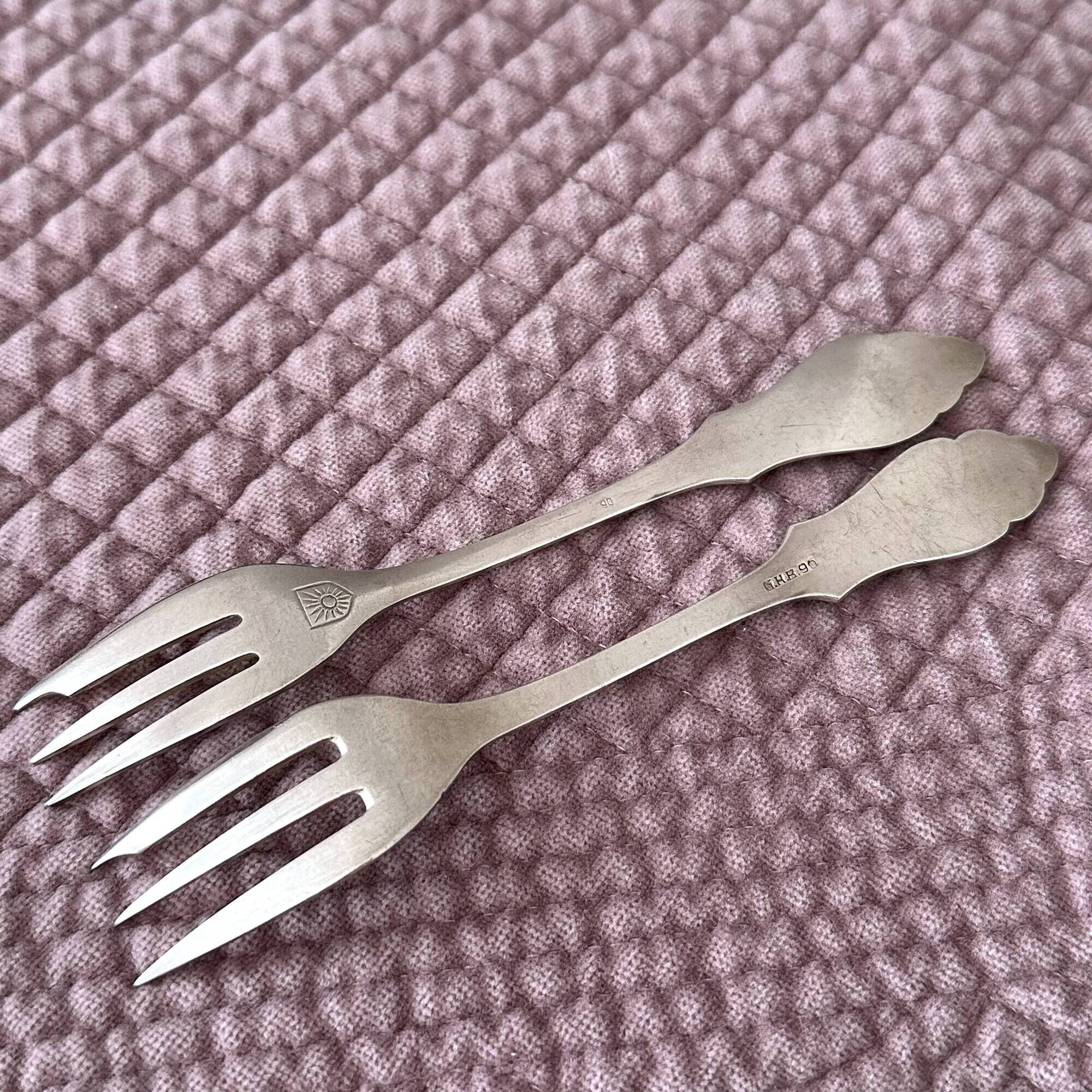Set of 6 Gebrüder Hepp Cake Forks | Silver Plated